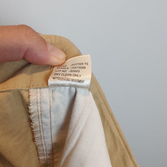 Theory Women's Sz 4 Y2K Tan Linen Blend Cargo Roll Tab Pants Low Rise - Picture 6 of 8